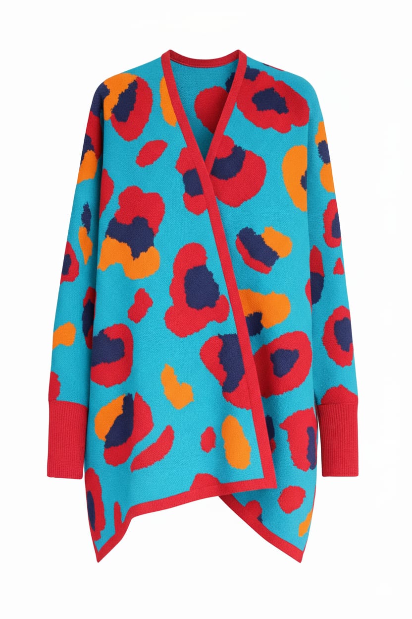 Ruana con mangas Raíces “Jaguar Pop”